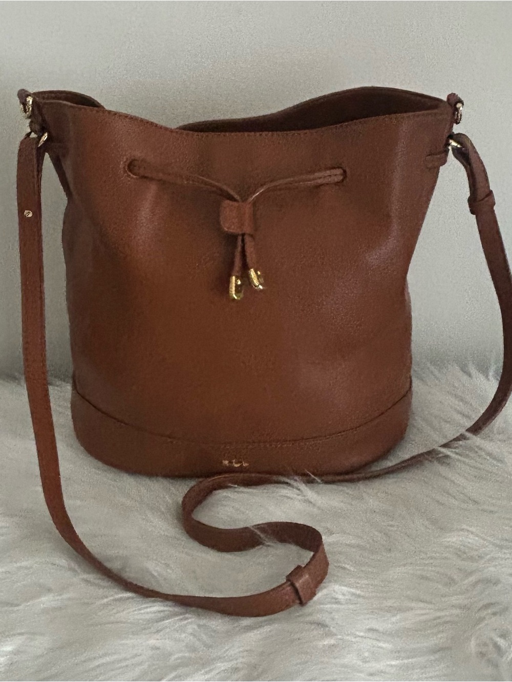 Ralph Lauren Chestnut Brown Leather Drawstring Bucket Shoulder Bag - Picture 4 of 11
